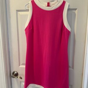 Sleeveless Pink and White Dress
